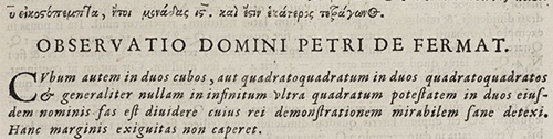 Diofanto Aritmetika su Ferma pastaba